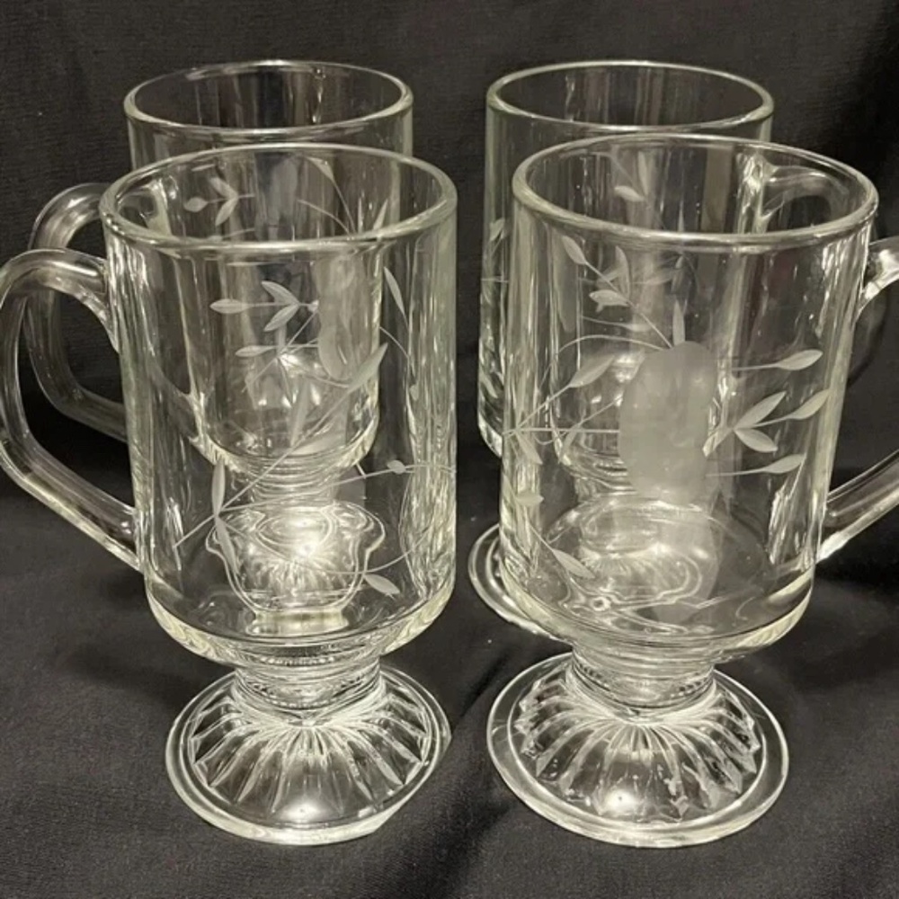 Princess House Crystal Irish Coffee Mugs-4 Mugs (2 sets available)